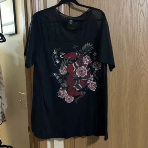 Torrid sheer top with cotton bottom with design